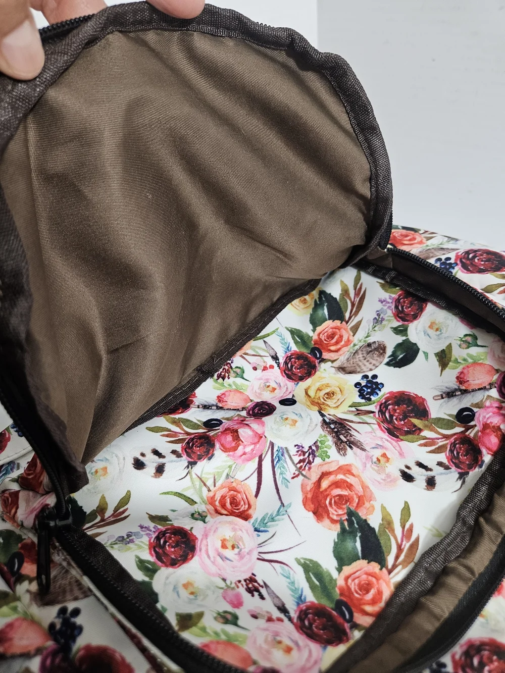 Ranch Dress'N Floral Print Backpack - White Multicolor Roses Excellent Condition